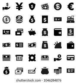 Flat vector icon set - dollar coin vector, credit card, wallet, cash, money bag, piggy bank, investment, stack, check, receipt, shield, any currency, euro sign, yen, cashbox