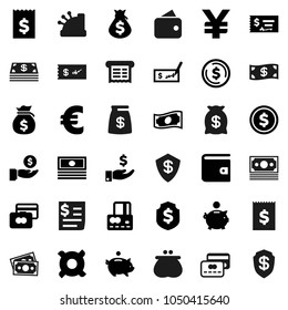 Flat vector icon set - dollar coin vector, credit card, wallet, cash, money bag, piggy bank, investment, check, receipt, shield, any currency, euro sign, yen, cashbox