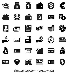Flat vector icon set - dollar coin vector, credit card, wallet, cash, money bag, investment, stack, check, receipt, euro sign, cashbox, shield