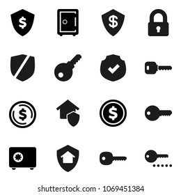 Flat vector icon set - dollar coin vector, shield, safe, protected, key, lock, home protect, password
