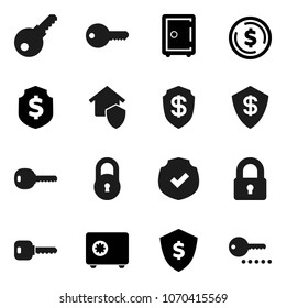 Flat vector icon set - dollar coin vector, shield, safe, protected, lock, key, home protect, password