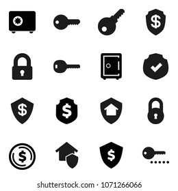 Flat vector icon set - dollar coin vector, shield, safe, protected, lock, key, home protect, password