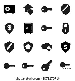 Flat vector icon set - dollar shield vector, safe, cloud, lock, key, home protect, password