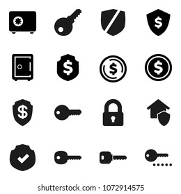 Flat vector icon set - dollar coin vector, shield, safe, protected, key, lock, home protect, password