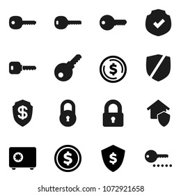 Flat vector icon set - dollar coin vector, shield, safe, protected, lock, key, home protect, password