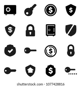 Flat vector icon set - dollar coin vector, shield, safe, protected, lock, key, home protect, password