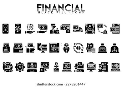 Flat vector icon set - dollar coin vector, credit card, wallet, money bag, piggy bank, investment, stack, check, receipt, shield, any currency, euro sign, cash, cashbox
