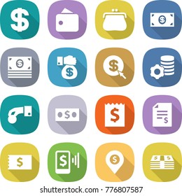 flat vector icon set - dollar vector, wallet, purse, money, gift, arrow, virtual mining, hand coin, receipt, account balance, mobile pay, pin