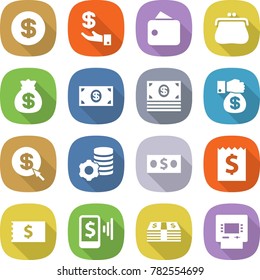 flat vector icon set - dollar vector, investment, wallet, purse, money bag, gift, arrow, virtual mining, receipt, mobile pay, atm