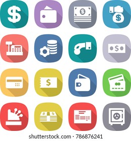flat vector icon set - dollar vector, wallet, money, gift, cashbox, virtual mining, hand coin, credit card, receipt, invoice, safe