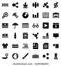 Flat vector icon set - drying clothes vector, washer, pen, glasses, schedule, document, molecule, graph, pie, cash, annual report, man, presentation board, tie, dollar calendar, t shirt, pool, earth
