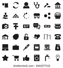 Flat vector icon set - drying clothes vector, case, leaf, university, auction, gold ingot, horizontal bar, office, phone, client, warehouse, camera, dialog, notebook pc, finger up, heart pulse, star
