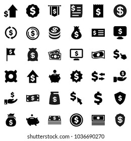 Flat vector icon set - exchange vector, dollar coin, cash, money bag, piggy bank, investment, growth, receipt, medal, flag, shield, monitor, cursor, any currency, sign