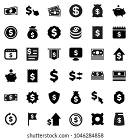 Flat vector icon set - exchange vector, dollar coin, cash, money bag, piggy bank, growth, receipt, medal, flag, shield, calendar, monitor, cursor, any currency, sign
