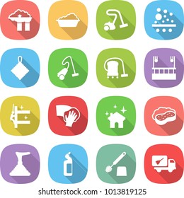 flat vector icon set - factory filter vector, washing, vacuum cleaner, rag, skysrcapers cleaning, skyscrapers, wiping, house, sponge with foam, plunger, toilet cleanser, brush, home call