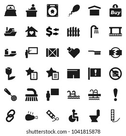 Flat vector icon set - fetlock vector, toilet, kettle, skimmer, chicken leg, blackboard, student, exchange, shorts, pool, no fastfood, attention, ship, wood box, dry cargo, tulip, film frame, link