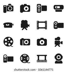 Flat vector icon set - film frame vector, spool, camera, video, web