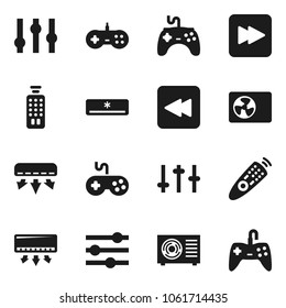 Flat vector icon set - gamepad vector, settings, remote control, forward button, backward, equalizer, air conditioner, ari condition