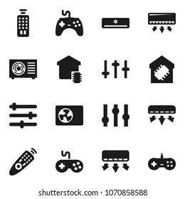 Flat vector icon set - gamepad vector, settings, remote control, equalizer, air conditioner, ari condition, smart home