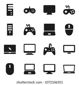 Flat vector icon set - gamepad vector, monitor, notebook pc, computer, mouse