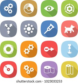 Flat Vector Icon Set - Gear Vector, Circle Diagram, Eye, Around, Core Splitting, Round, Crutch, Dog, Lifebuoy, Gears, Electron, Laser, Cd, Toilet Paper, Towel