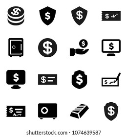 Flat vector icon set - gold ingot vector, investment, check, dollar shield, safe, monitor, coin