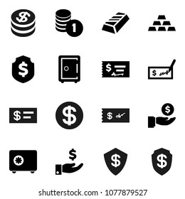 Flat vector icon set - gold ingot vector, investment, coin stack, check, dollar shield, safe