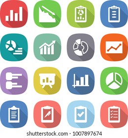 flat vector icon set - graph vector, crisis, report, clipboard, diagram, circle, statistics, presentation, pen, check, list