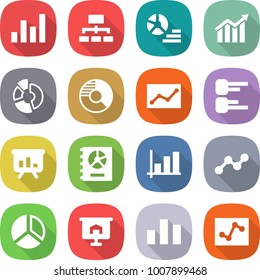 flat vector icon set - graph vector, hierarchy, diagram, circle, statistics, presentation, annual report, chart, analytics