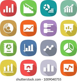 flat vector icon set - graph vector, crisis, diagram, circle, statistics, presentation, annual report, up, chart, analytics
