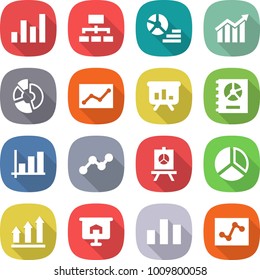 flat vector icon set - graph vector, hierarchy, diagram, circle, statistics, presentation, annual report, up, chart, analytics