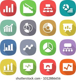 flat vector icon set - graph vector, crisis, hierarchy, diagram, circle, presentation, structure, up, monitor pulse, analytics