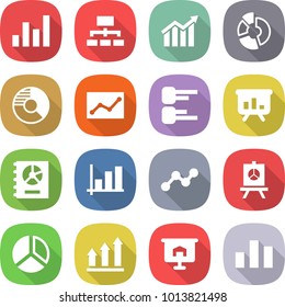 flat vector icon set - graph vector, hierarchy, diagram, circle, statistics, presentation, annual report, up, chart