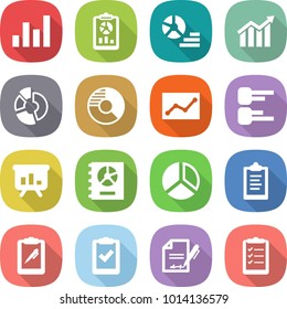 flat vector icon set - graph vector, report, diagram, circle, statistics, presentation, annual, clipboard, pen, check, inventory, list