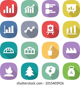 flat vector icon set - graph vector, diagram, presentation, up, greenhouse, seedling, sprouting, spruce, garden, fertilizer