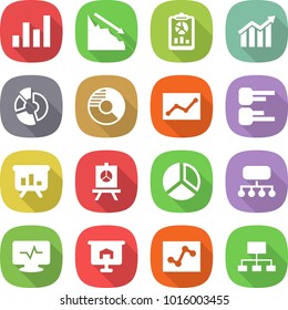 flat vector icon set - graph vector, crisis, report, diagram, circle, statistics, presentation, structure, monitor pulse, analytics, hierarchy