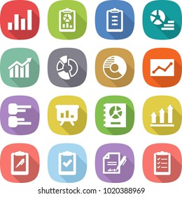 flat vector icon set - graph vector, report, clipboard, diagram, circle, statistics, presentation, annual, up, pen, check, inventory, list