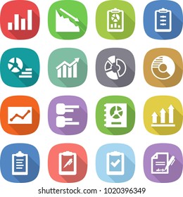flat vector icon set - graph vector, crisis, report, clipboard, diagram, circle, statistics, annual, up, pen, check, inventory