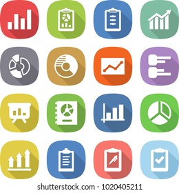 flat vector icon set - graph vector, report, clipboard, diagram, circle, statistics, presentation, annual, up, pen, check