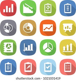 flat vector icon set - graph vector, crisis, report, clipboard, circle diagram, statistics, presentation, annual, up, pen, check, list