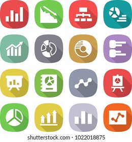 flat vector icon set - graph vector, crisis, hierarchy, diagram, circle, presentation, annual report, up, chart, analytics