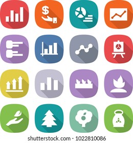 flat vector icon set - graph vector, investment, diagram, statistics, presentation, up, chart, seedling, sprouting, hand leaf, spruce, garden, fertilizer