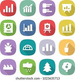 flat vector icon set - graph vector, diagram, presentation, annual report, up, flower, greenhouse, chart, seedling, sow, spruce, garden