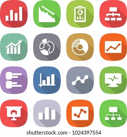 flat vector icon set - graph vector, crisis, report, hierarchy, diagram, circle, statistics, monitor pulse, presentation, chart, analytics