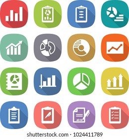 flat vector icon set - graph vector, report, clipboard, diagram, circle, statistics, annual, up, pen, inventory, list