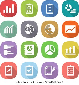 flat vector icon set - graph vector, report, clipboard, diagram, circle, statistics, annual, up, pen, check, inventory, list