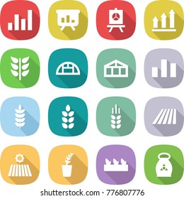 flat vector icon set - graph vector, presentation, up, spikelets, greenhouse, chart, spike, field, seedling, fertilizer