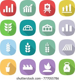 flat vector icon set - graph vector, diagram, presentation, up, spikelets, greenhouse, chart, spike, field, seedling, sprouting, fertilizer