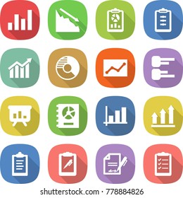 flat vector icon set - graph vector, crisis, report, clipboard, diagram, circle, statistics, presentation, annual, up, pen, inventory, list
