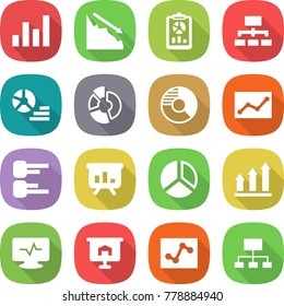 flat vector icon set - graph vector, crisis, report, hierarchy, diagram, circle, statistics, presentation, up, monitor pulse, analytics